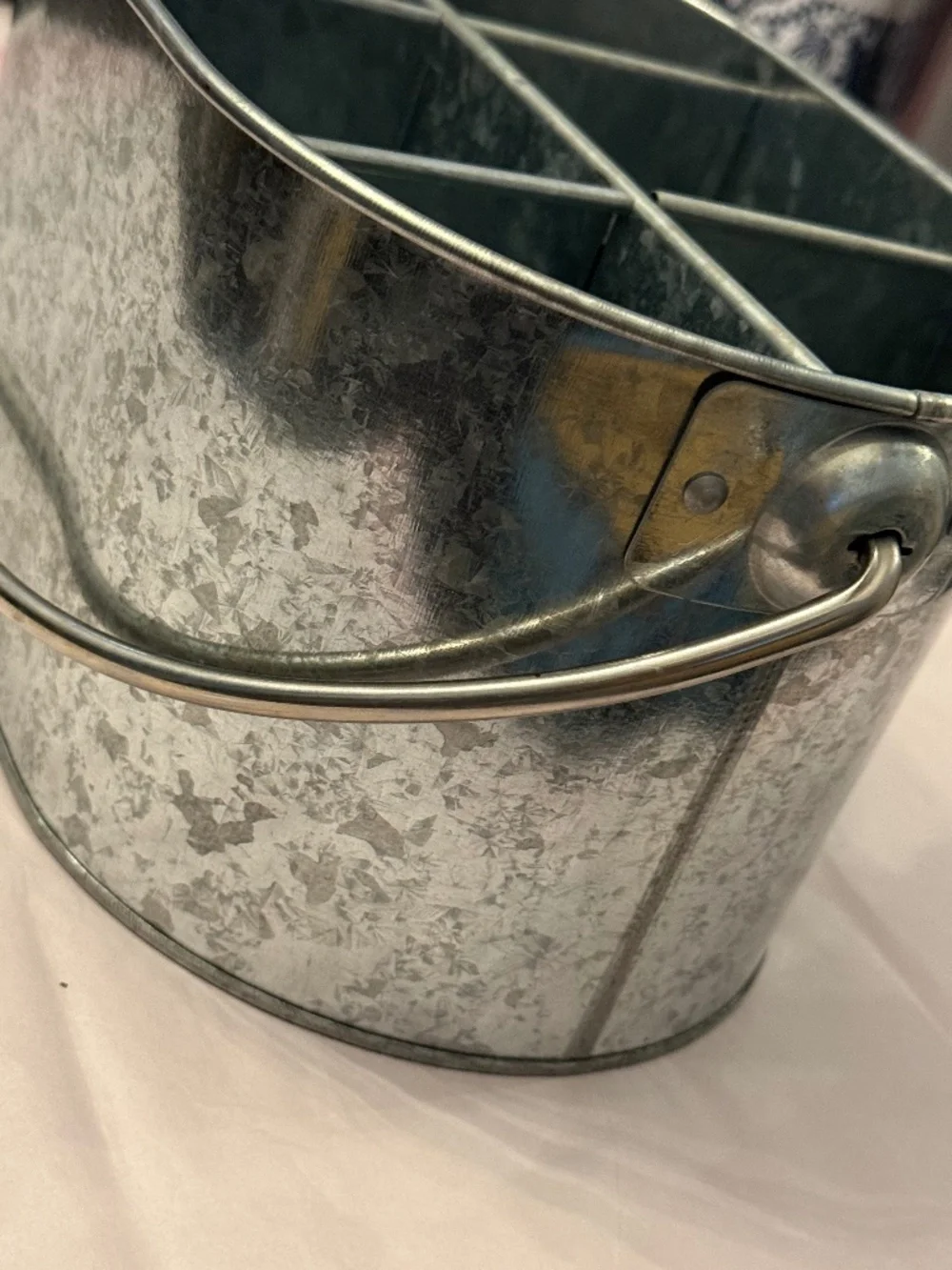 Like New Galvenized Silverware Caddy